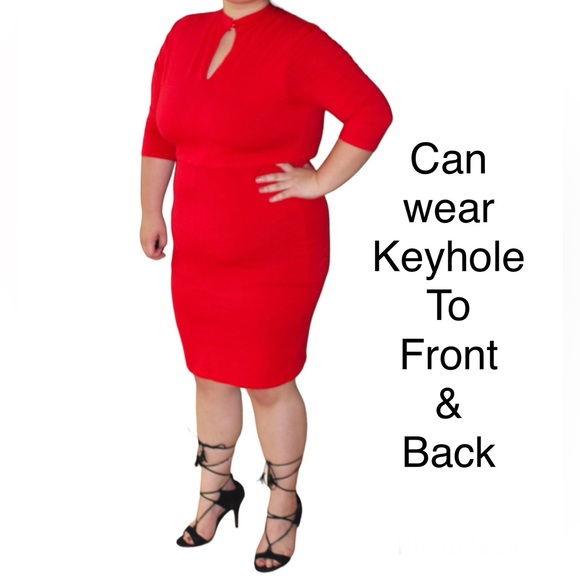 👑NWT Red Cut Off Crop Look Dress w/Keyhole Back (Clearance) - Picture 2 of 12